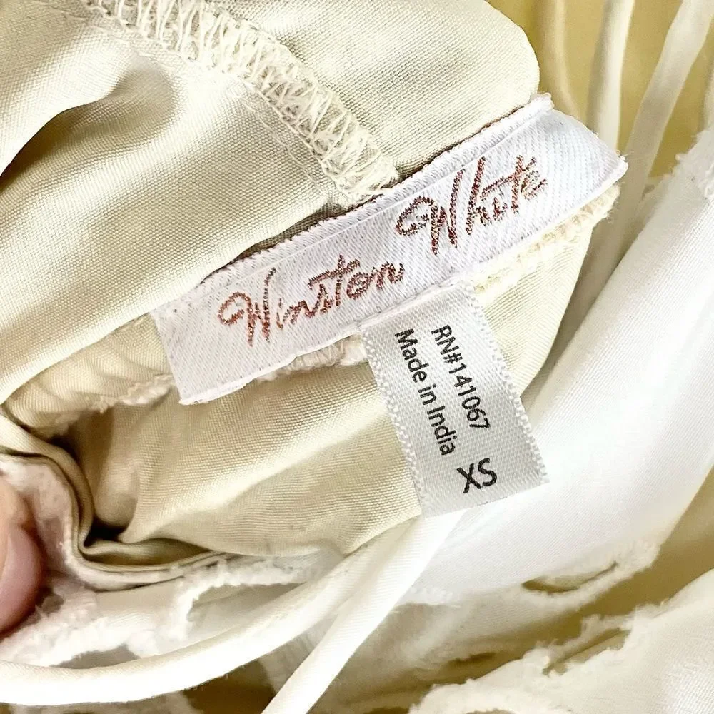 Winston White eyelet v-neck wedding getaway honeymoon dress XS
